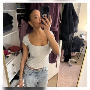 SKIMS Light Gray Short Sleeve Tee